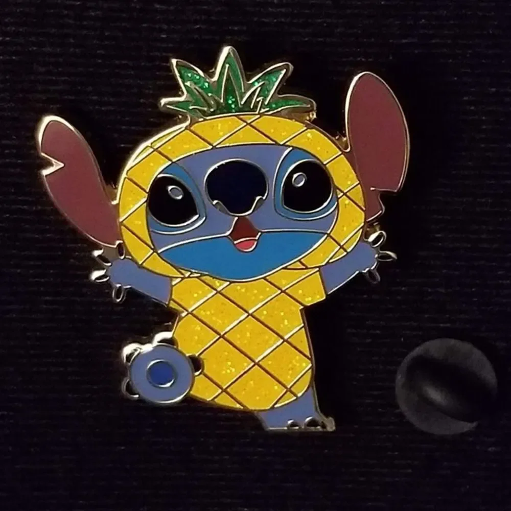 Disney Stitch Chaser Pin Glitter Pineapple Character Fruits Mystery Box Lunch